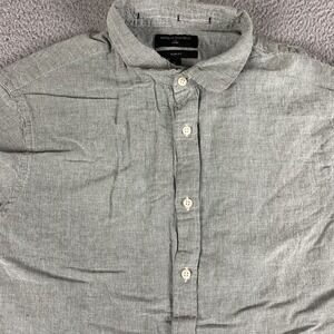 Banana Republic Shirt Mens XL Green 100% Linen Slim Fit Button Up Short Sleeve